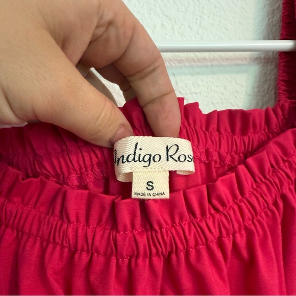 Indigo Rose Hot Pink Milkmaid Smocked Tiered Midi Dress - Picture 6 of 7